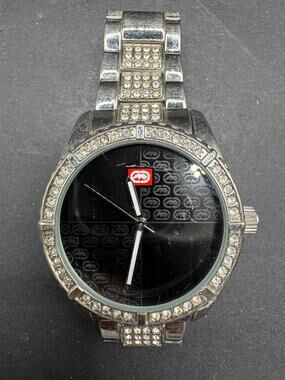Marc Ecko Men's E8M049MV Stone On Metal Watch Silver Tone Black Dial 42mm